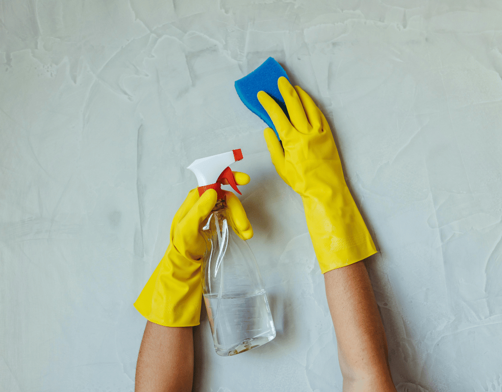 Deep cleaning service with spray bottle and sponge for detailed home cleaning in New Castle County DE