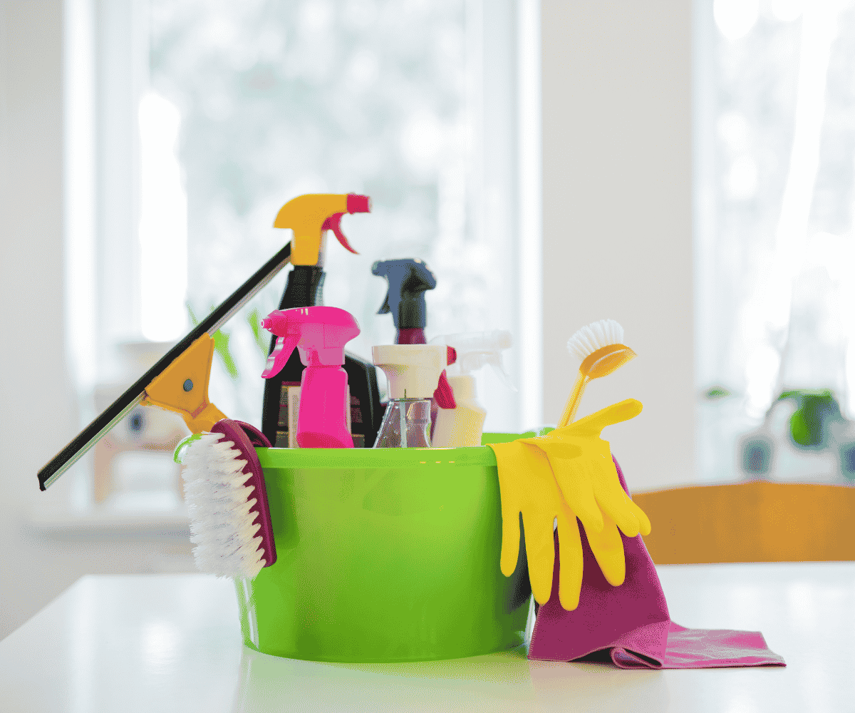 Professional cleaning tools used by 302CleanIt for house cleaning, office cleaning, and deep cleaning services